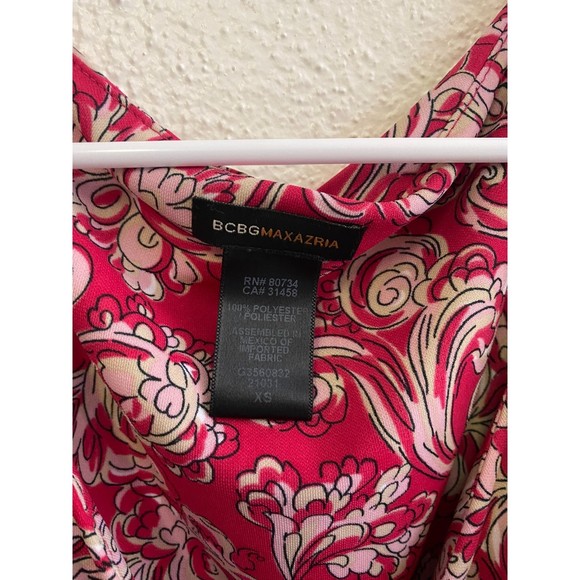 BCBG Maxazria y2k red paisley print bodycon midi dress size XS - Picture 4 of 7